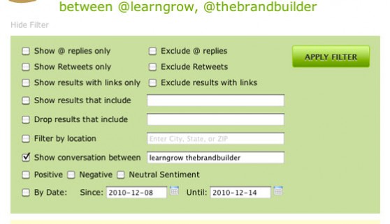 New Twitter search filter - show conversations between people