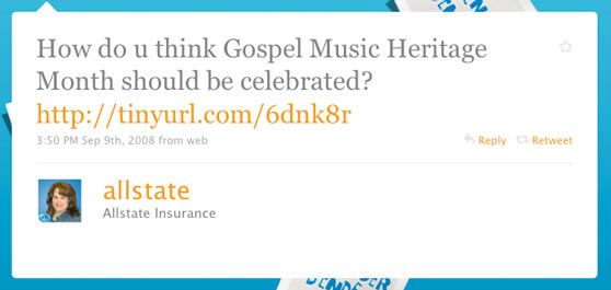 Allstate Insurance First Twitter Message