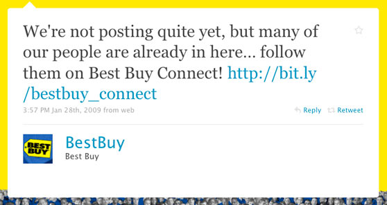 Best Buy First Twitter Message