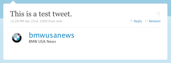 BMW USA First Test Tweet