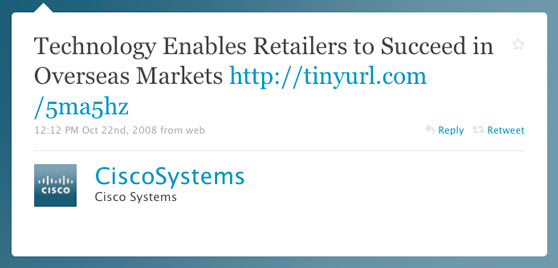 Cisco Systems First Twitter Message