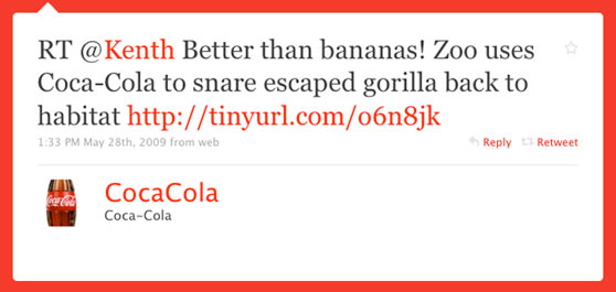 Coca Cola First Twitter Message