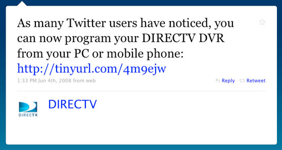 DIRECTV First Twitter Message