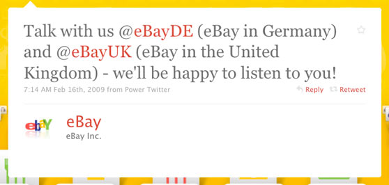 eBay First Twitter Message