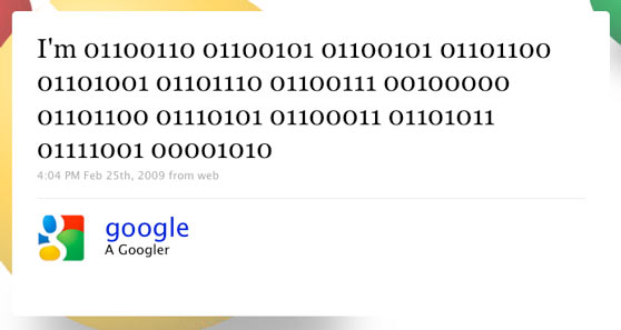 Google First Twitter Message