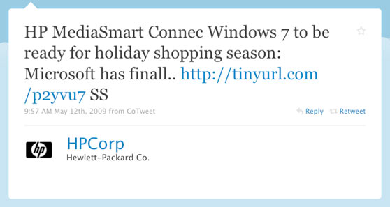 Hewlett-Packard (HP) First Twitter Tweet