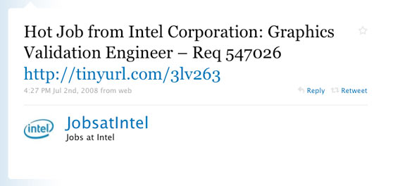 Intel Corporation First Twitter Post