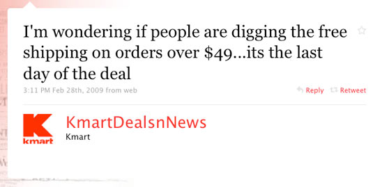 Kmart First Twitter Post