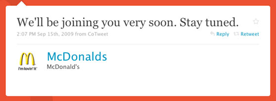 McDonalds First Twitter Message