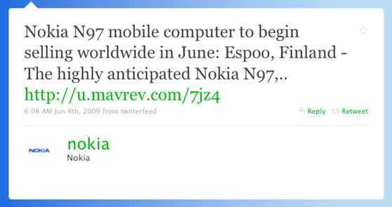 Nokia First Twitter Message