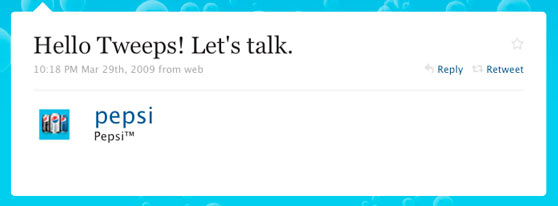 Pepsi First Twitter Message