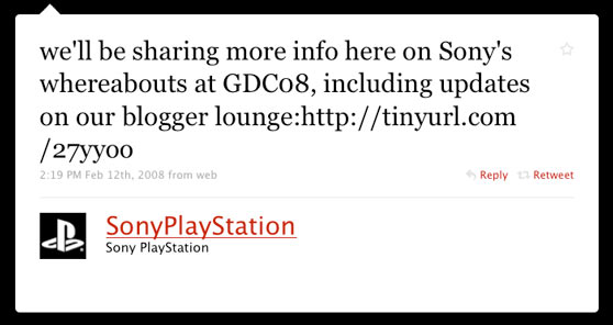 Sony PlayStation First Twitter Message