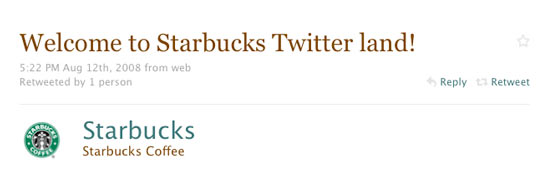 Starbuks First Twitter Message