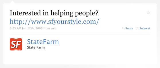 State Farm Insurance First Twitter Message