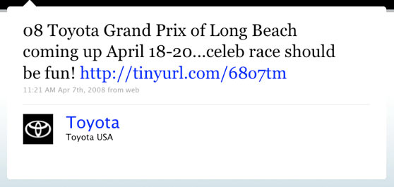 Toyota First Twitter Post